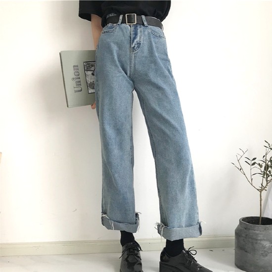 Light Blue Wide Leg Jeans, Rose - BlackPink - Fashion Chingu