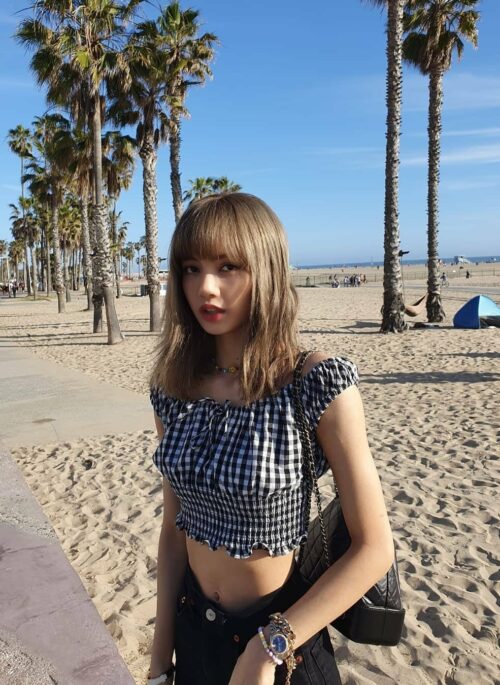 Black Checkered Beach Top | Lisa - BlackPink