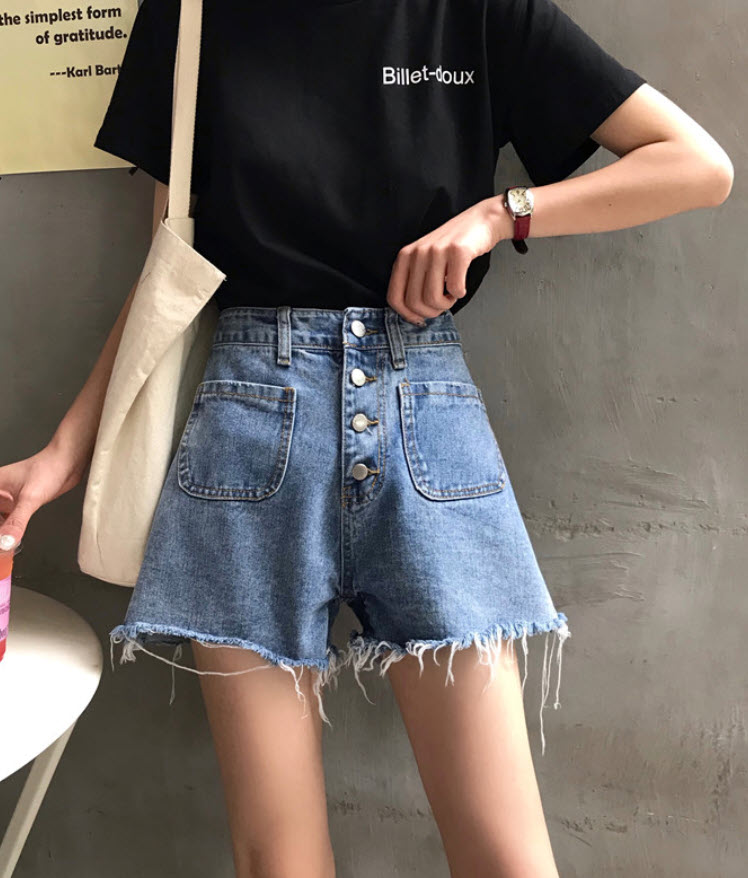 Wide Leg Denim Shorts | Tzuyu - Twice | K-Fashion at Fashionchingu