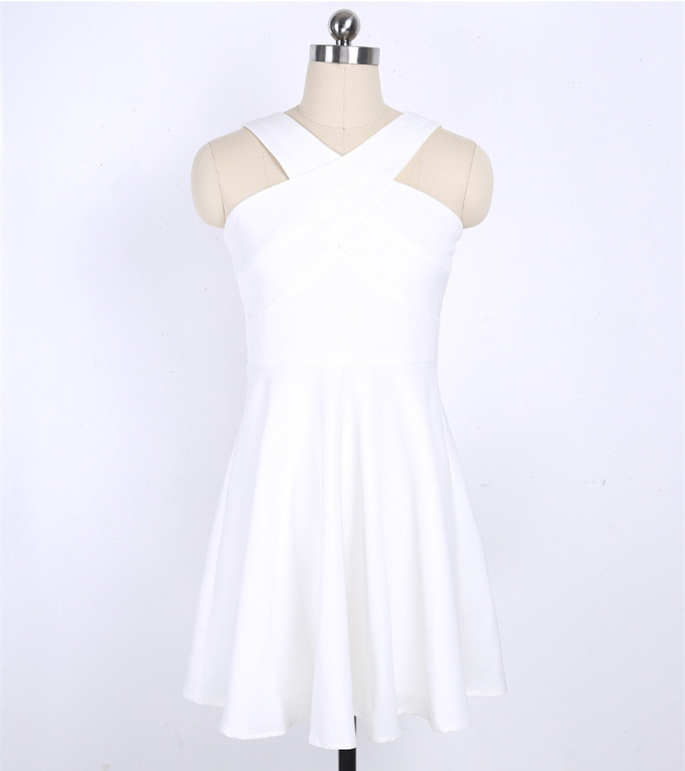 white cross neck dress