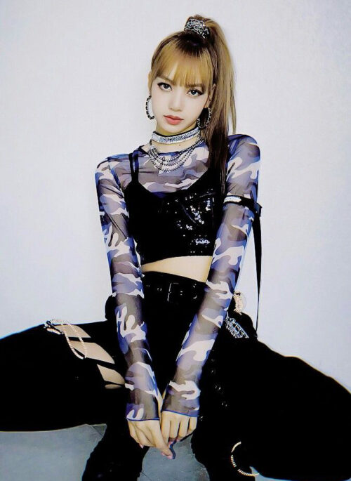 Blue Camouflage Mesh Cropped Top | Lisa - BlackPink