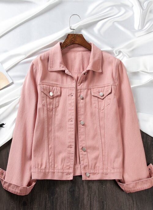 Pink Collared Denim Jacket | Jungkook – BTS