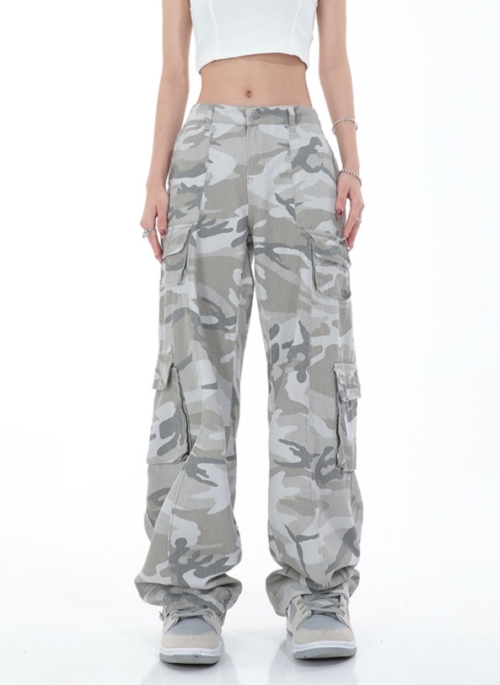 Grey Faded Camouflage Cargo Pants | Rose – BlackPink