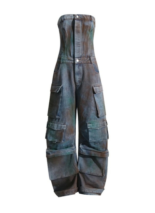 Green Dyed Denim Overall Jumpsuit | Jihyo – Twice