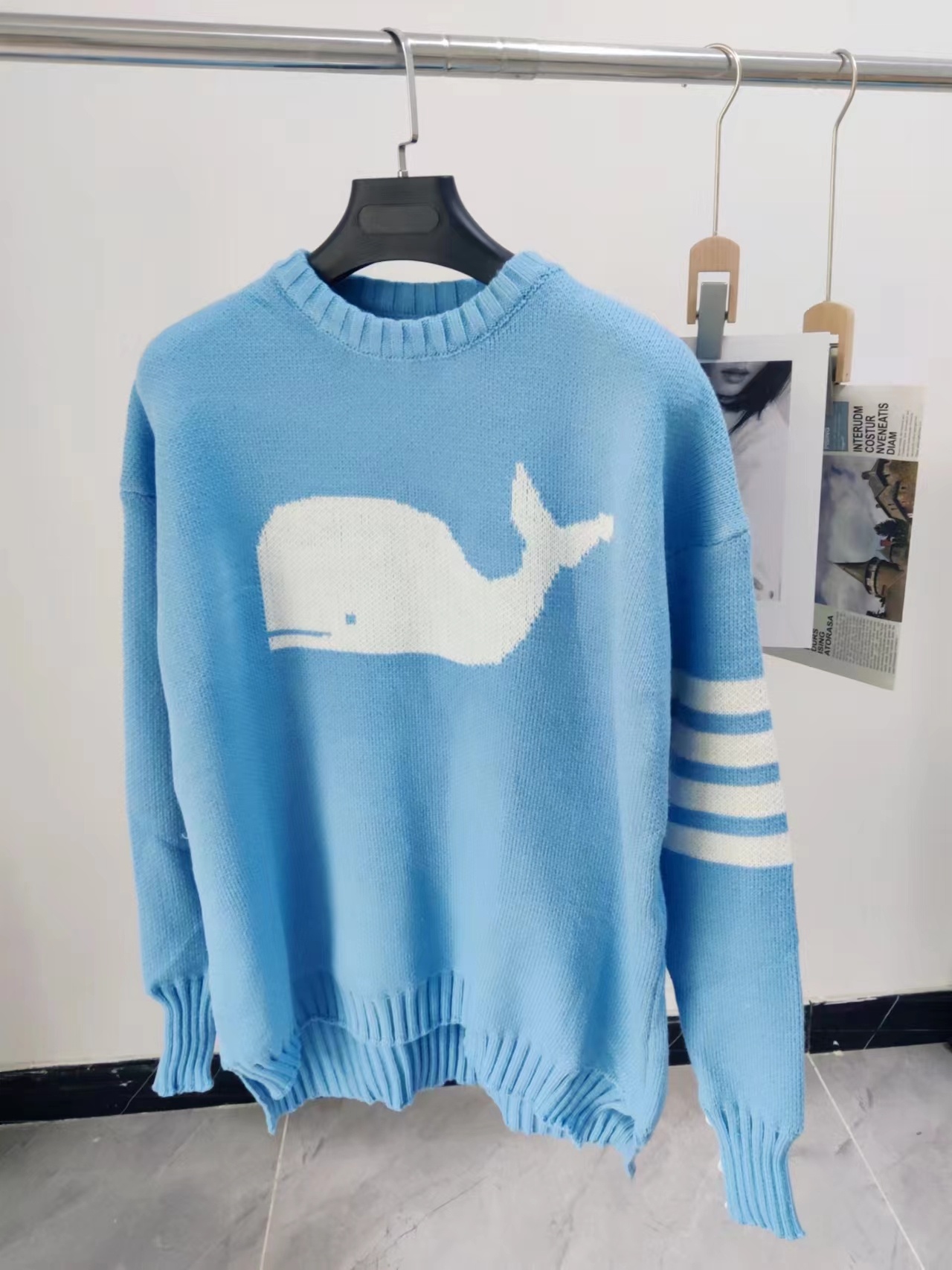 BTS Jin-Inspired Blue Whale Sweater – unnielooks