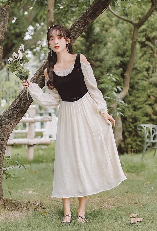 White Off-Shoulder Vintage Dress - Fashion Chingu