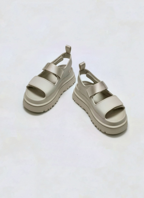 Beige Platform Double Strap Sandals | Hanni - NewJeans