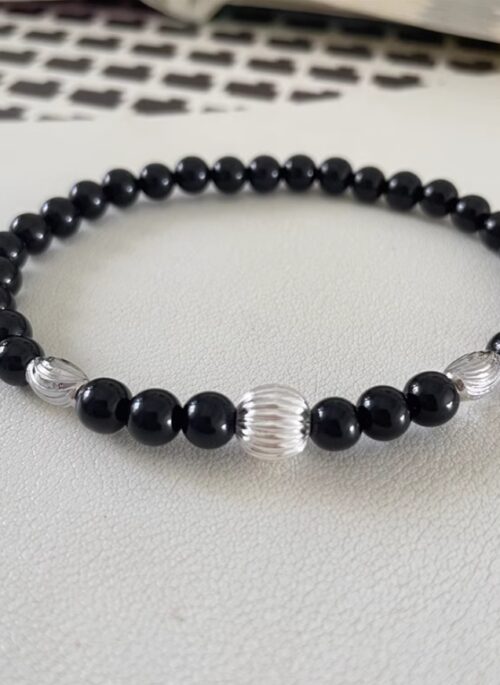 Black And Silver Beaded Bracelet | Jungkook – BTS