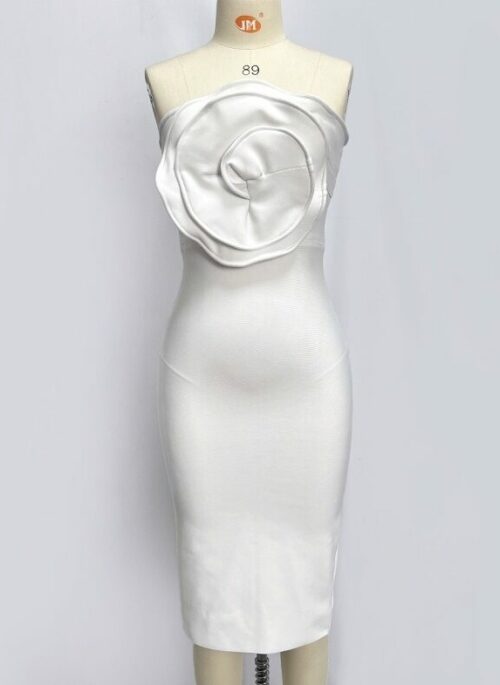 White Big Flower Bodycon Dress | Jisoo – BlackPink