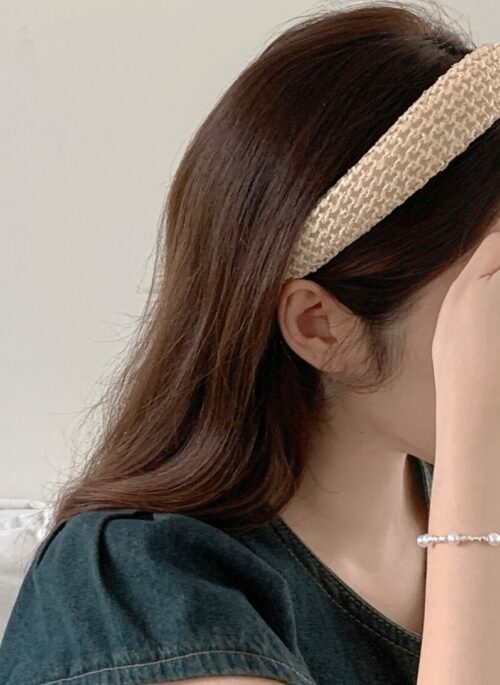 Beige Weaved Thick Headband | Wonyoung – IVE