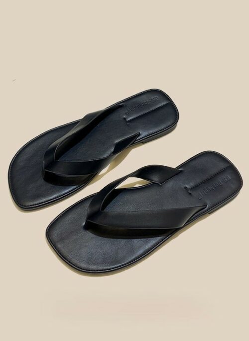 Black Flip Flops Flat Slippers | Rose – BlackPink