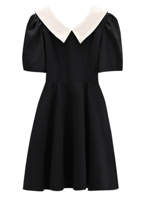 Black White Collared Doll Dress | Sumin - STAYC