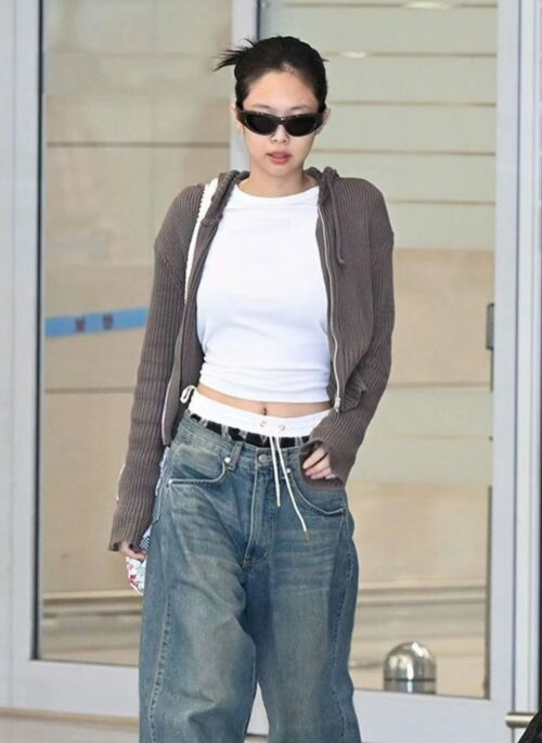 Blue Panelled Oversized Jeans | Jennie - BlackPink