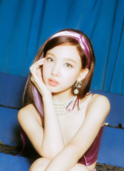 Gold Jewel Stud Pearl Drop Earrings | Nayeon - Twice