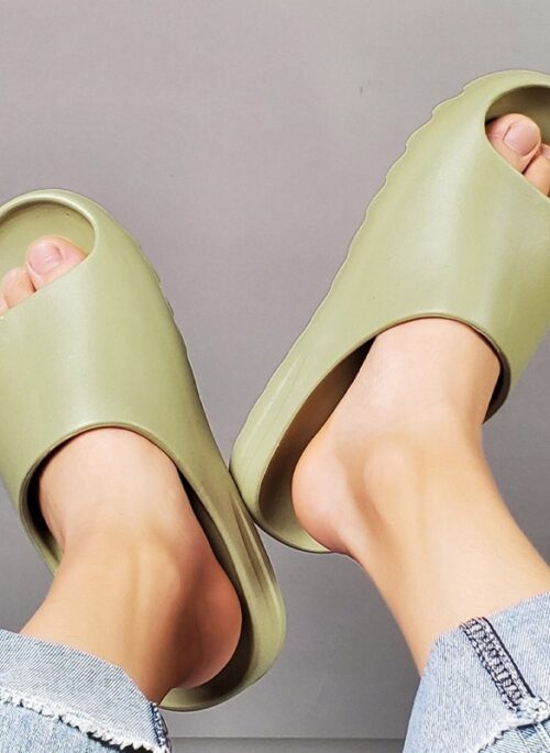 Green Chunky Rubber Slip-Ons | Jennie – BlackPink