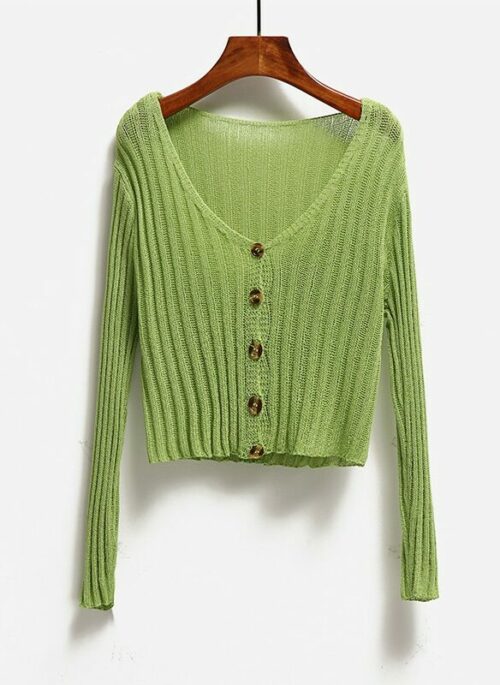 Green Knitted Sheer Cardigan | Sihyeon – Everglow
