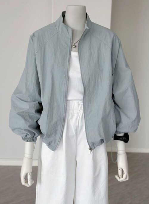 Grey Zip-Up Gym Jacket | Minji - NewJeans