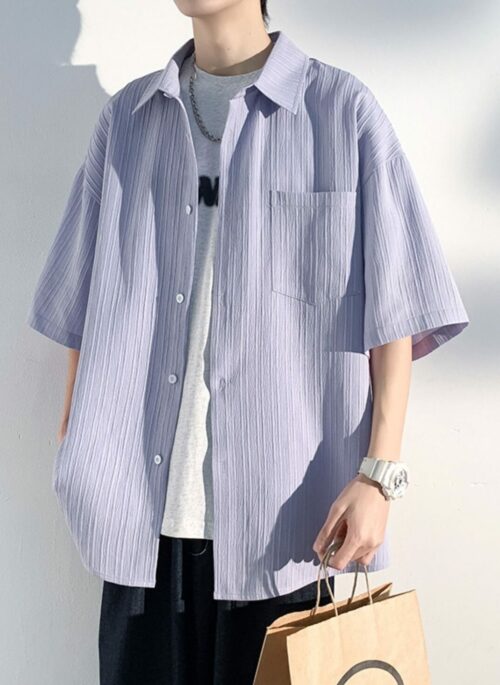 Lilac Short Sleeves Oversized Shirt | Ryu Sun Jae - Lovely Runner