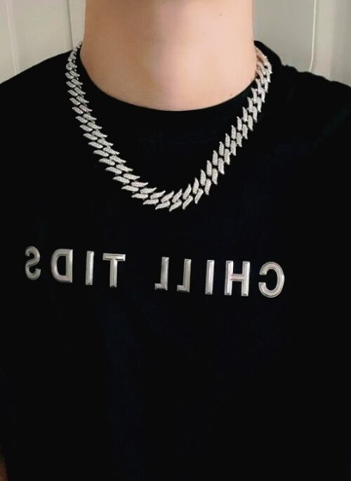 Silver Thick Diamond Chain Necklace | Wooyoung - ATEEZ