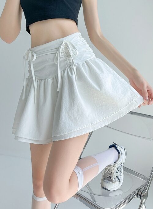 White Dual Drawstrings Skirt | Sumin – STAYC