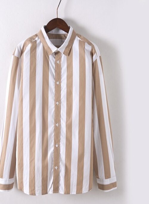 Beige And White Wide Stripes Shirt | Yuqi - (G)I-DLE