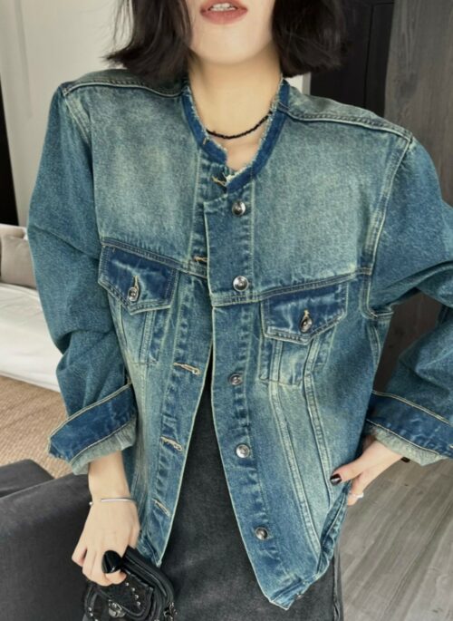 Blue Collarless Denim Jacket | RM - BTS