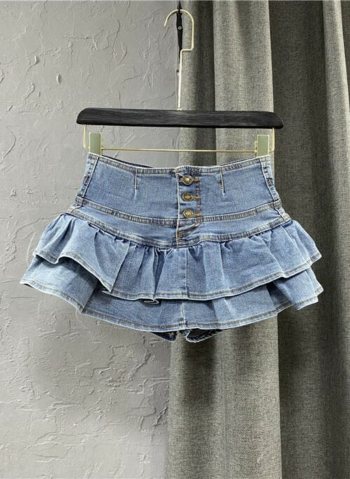 Blue Denim Ruffled Skort | Handong – Dreamcatcher