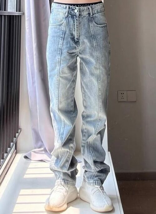 Blue Front Stitched Jeans | Haechan – NCT