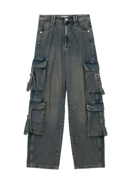 Blue Washed Denim Cargo Pants | Chiquita - BabyMonster