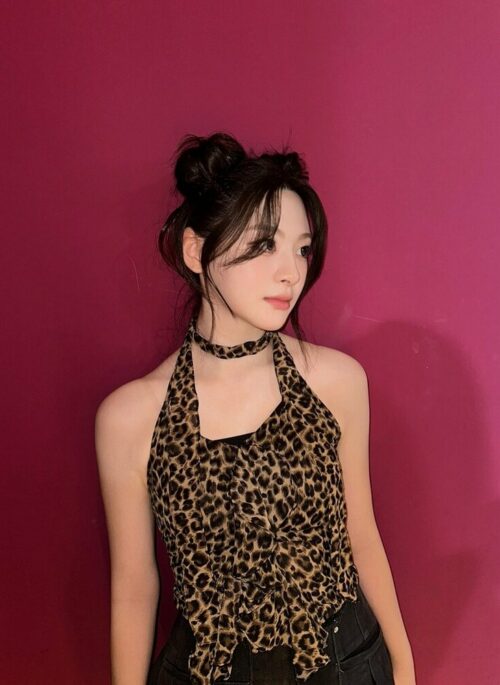 Brown Leopard Print Halter Top | Seeun – STAYC