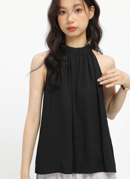 Black Sleeveless Halterneck Blouse