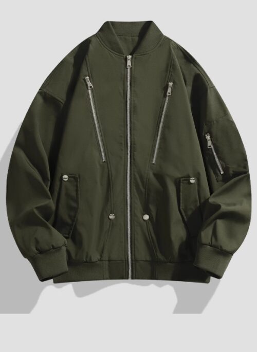 Green Front Zippers Bomber Jacket | Jooheon - MONSTA X