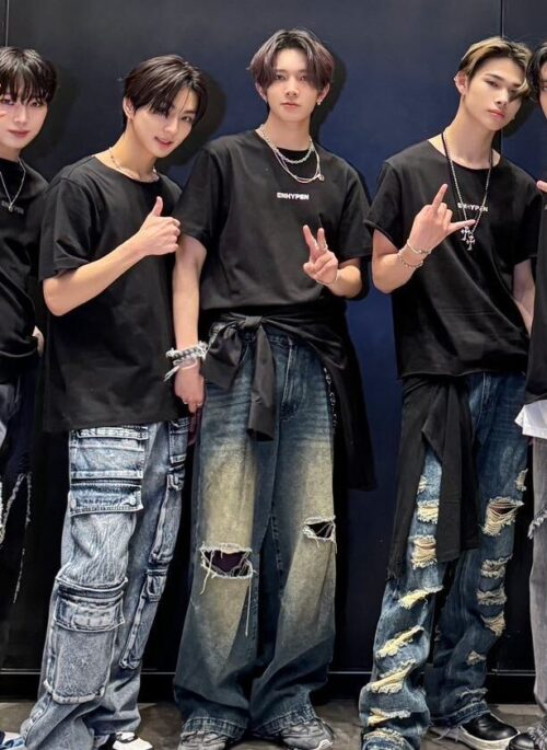 Blue Washed Denim Ripped Jeans | Heeseung - Enhypen