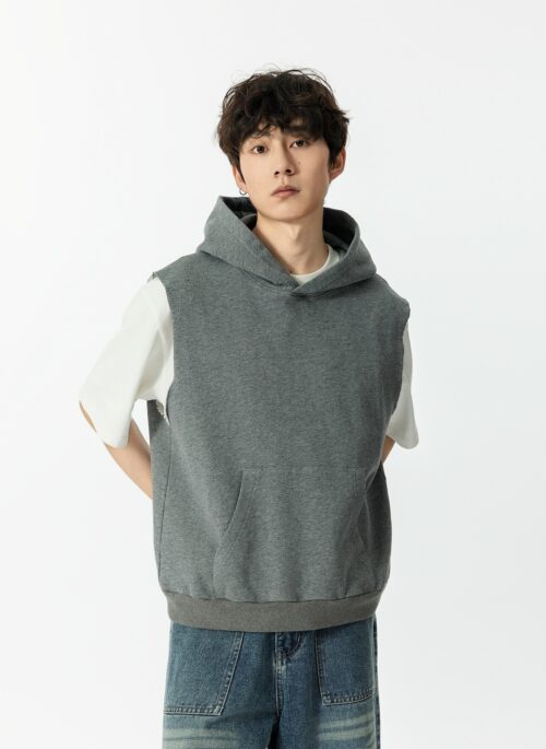 Grey Loose Sleeveless Hoodie | Jay – Enhypen