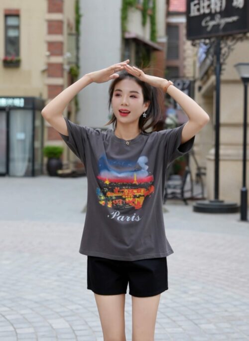 Grey 'Paris' Graphic T-Shirt | Jennie - BlackPink