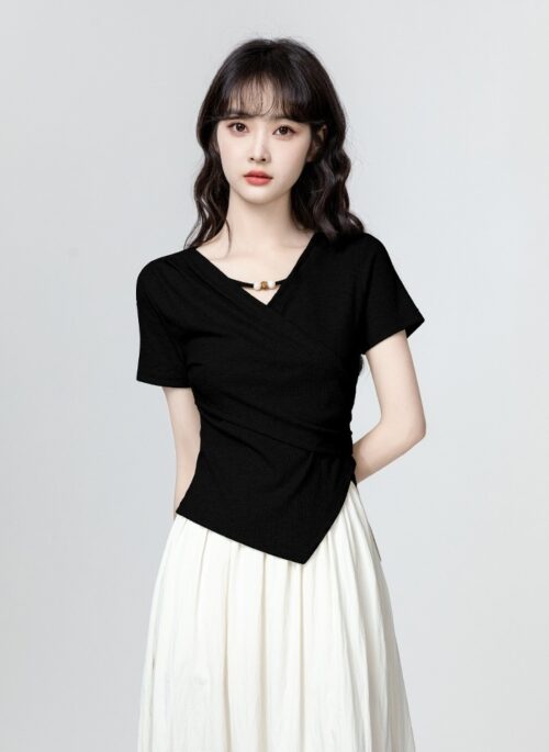 Black Irregular Short Sleeve T-Shirt