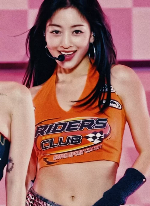 Orange Hooded Halter Crop Top | Jihyo - Twice