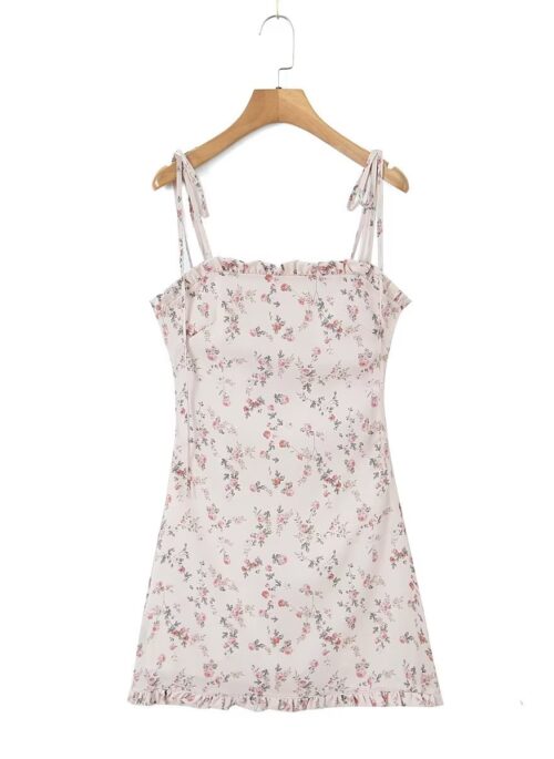 Pink Tie Strap Floral Dress | Shuhua - (G)I-DLE