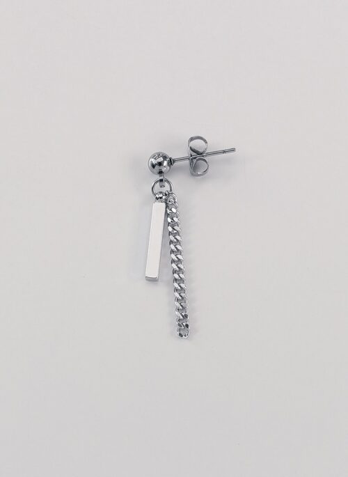 Silver Bar Chain Single Earring | Heeseung - Enhypen