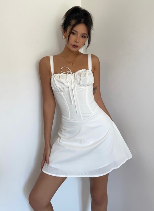 White Corset Style Tie Front Dress | Miyeon - (G)I-DLE