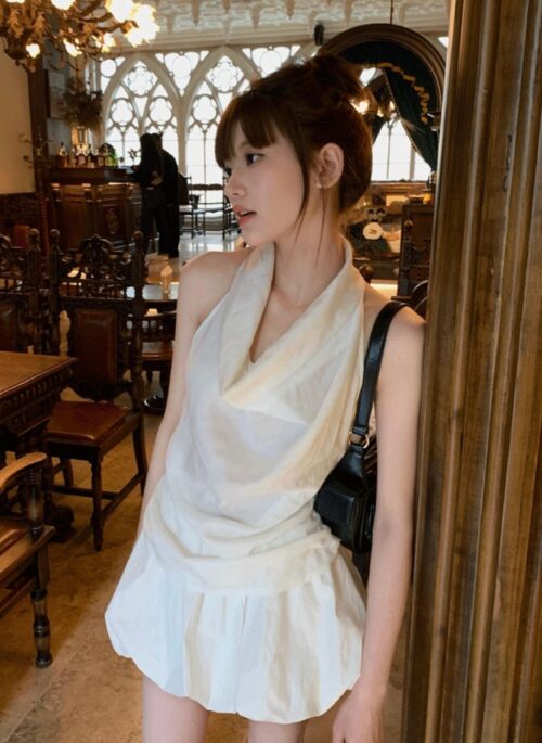 White Draped Halter Top | Minnie - (G)I-DLE