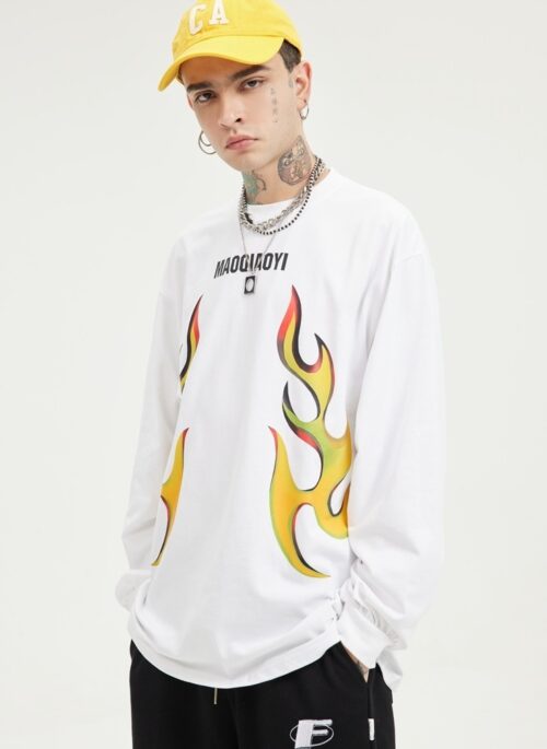 White Flames Print Sweatshirt | Minnie - (G)I-DLE