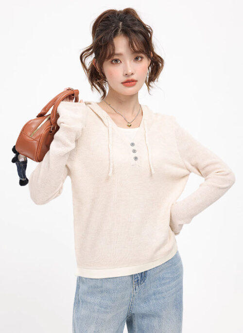 Beige Casual Autumn Shirt Hoodie