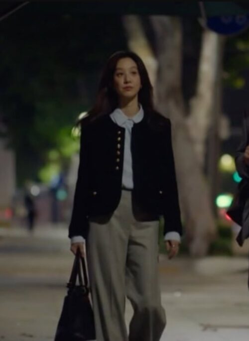 Black Tweed Vintage Blazer Jacket | Seo Hye Jin - The Midnight Romance