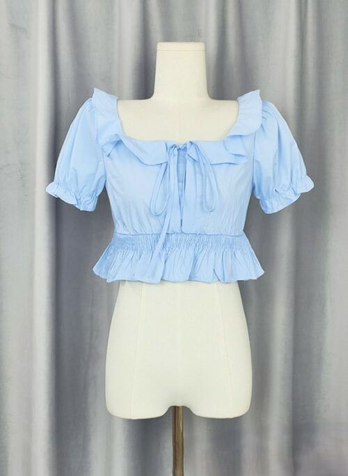 Blue Frill Crop Top | Jiwoo - NMIXX