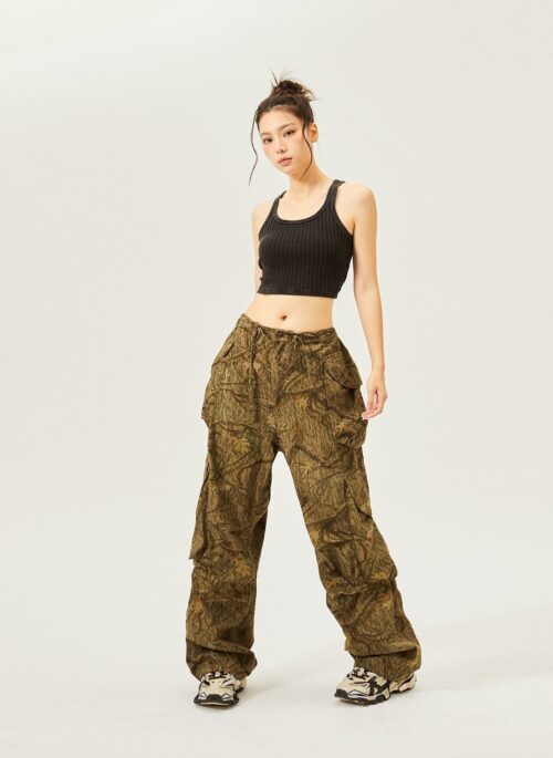 Brown Camouflage Multi-Pocket Cargo Pants | Jennie - BlackPink