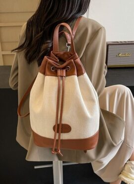 Brown Lined Drawstring Bucket Bag | Baek Seok Ryu – Love Next Door