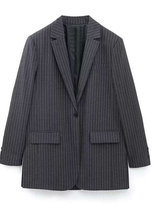 Grey Striped Suit Jacket | Jimin - BTS