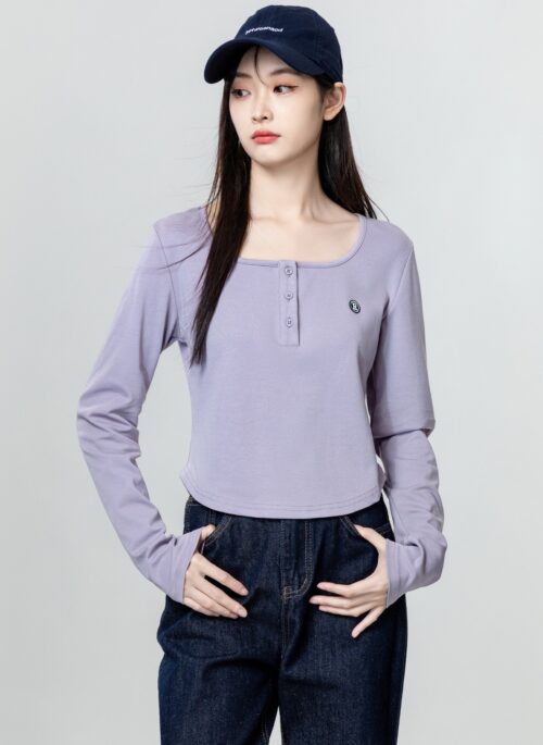 Lilac U-Neck Long Sleeve Sweatshirt