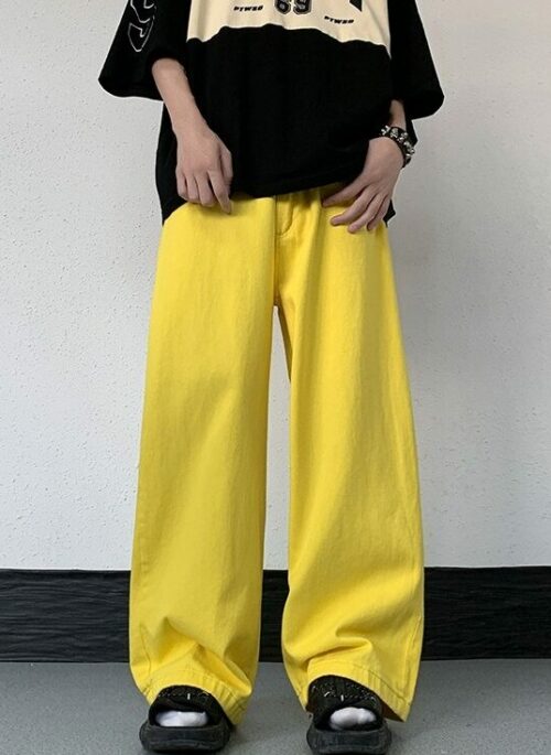 Neon Yellow Wide Leg Jeans | Mark - NCT